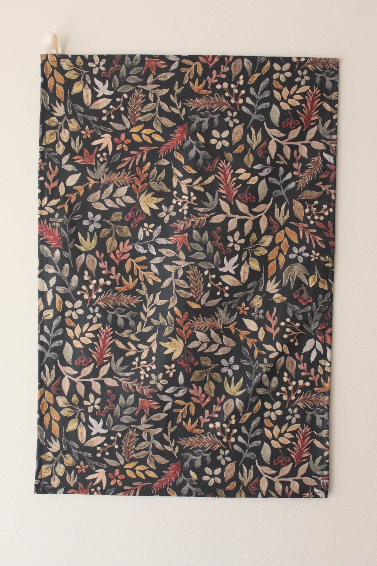 Fern and flora print tea towel