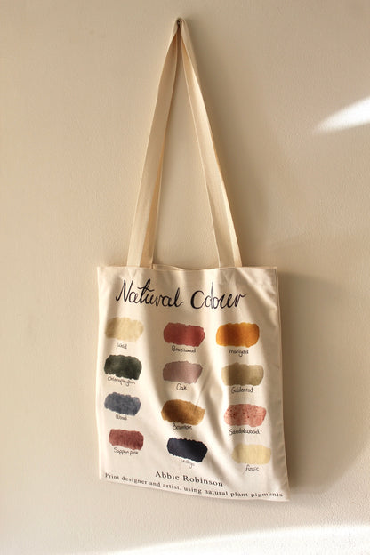 Birth flower/ Natural colour tote bag