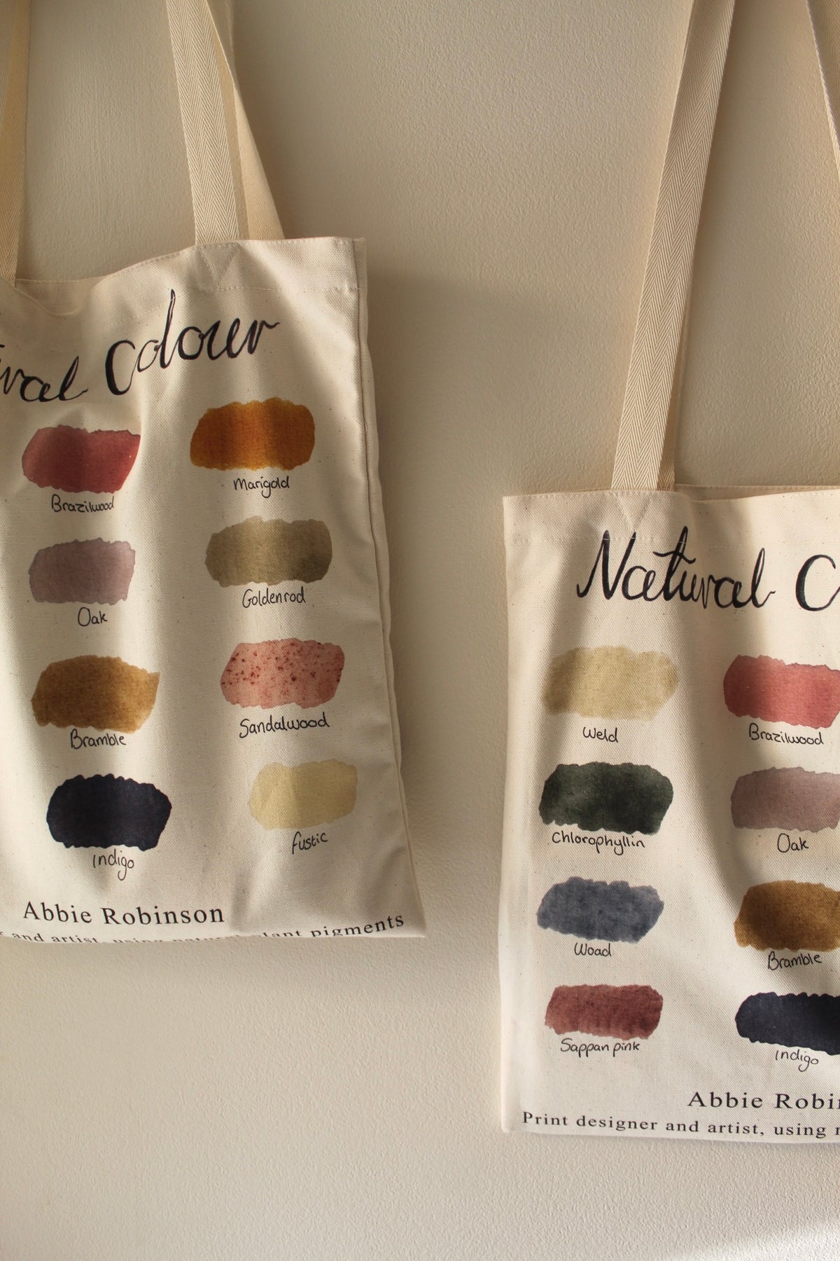 Birth flower/ Natural colour tote bag