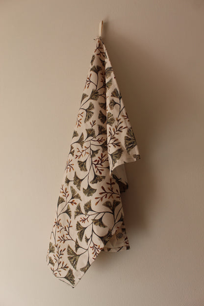 Ginkgo print tea towel