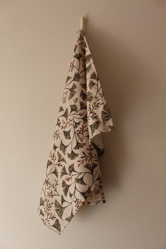Ginkgo print tea towel