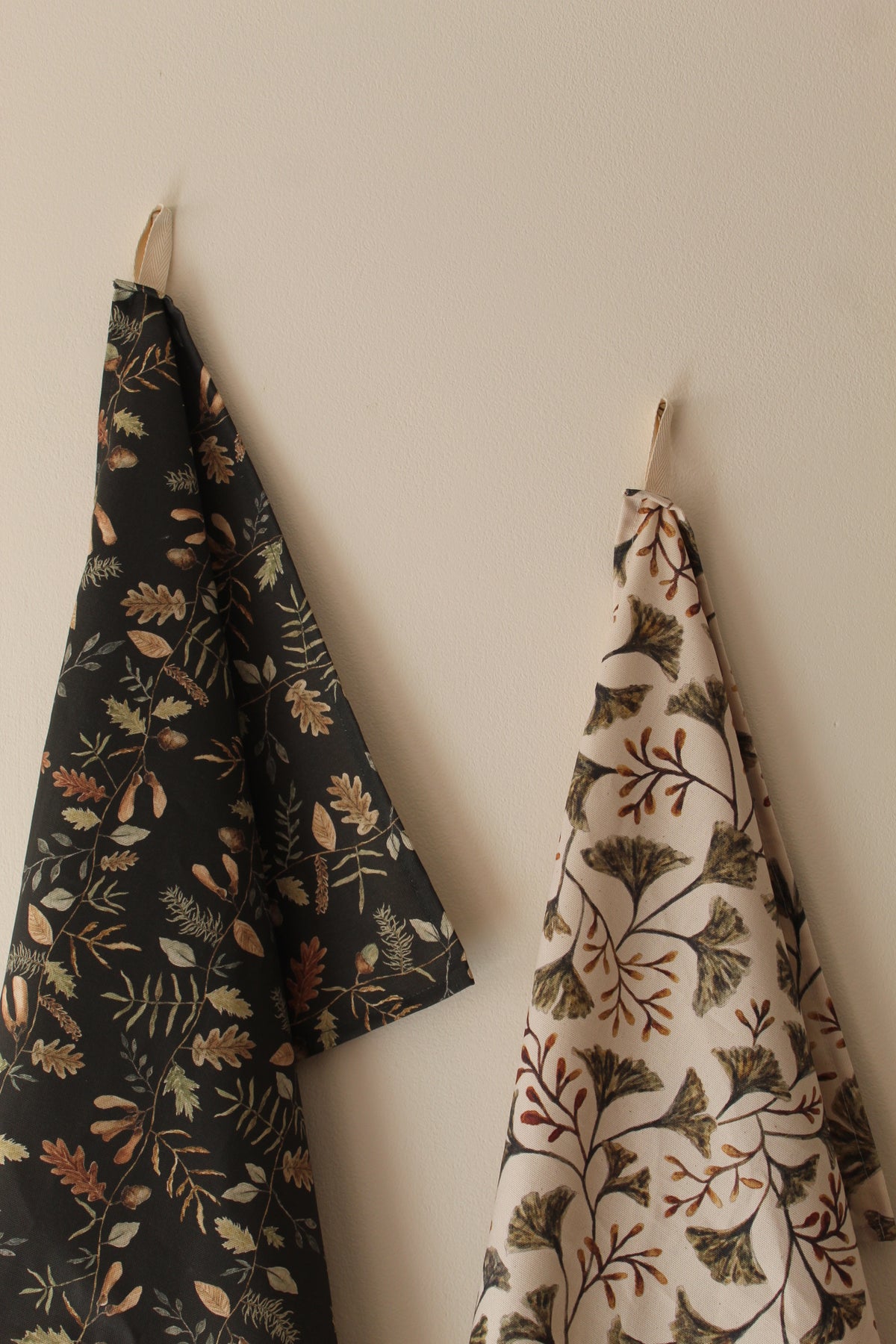 Woodland stripe print tea towel