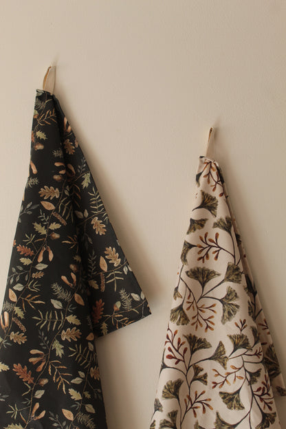 Woodland stripe print tea towel