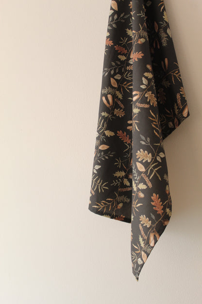 Woodland stripe print tea towel