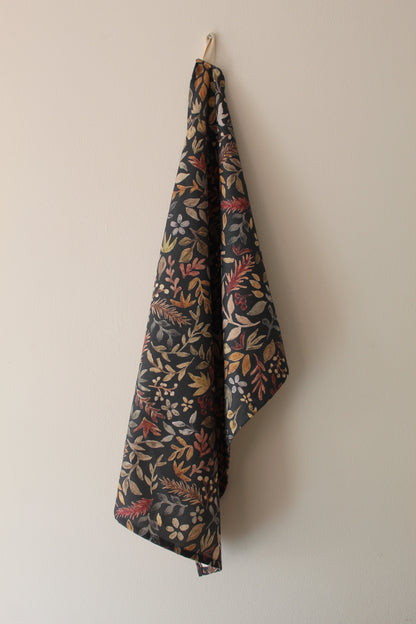 Fern and flora print tea towel