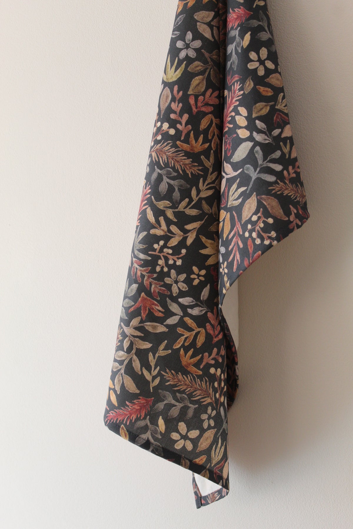 Fern and flora print tea towel