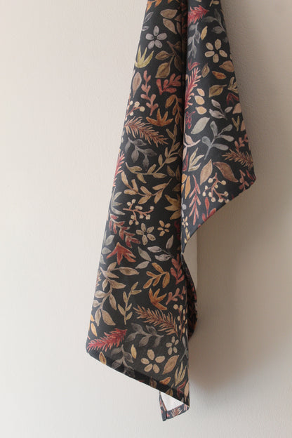 Fern and flora print tea towel