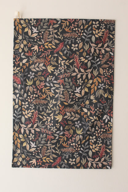 Fern and flora print tea towel