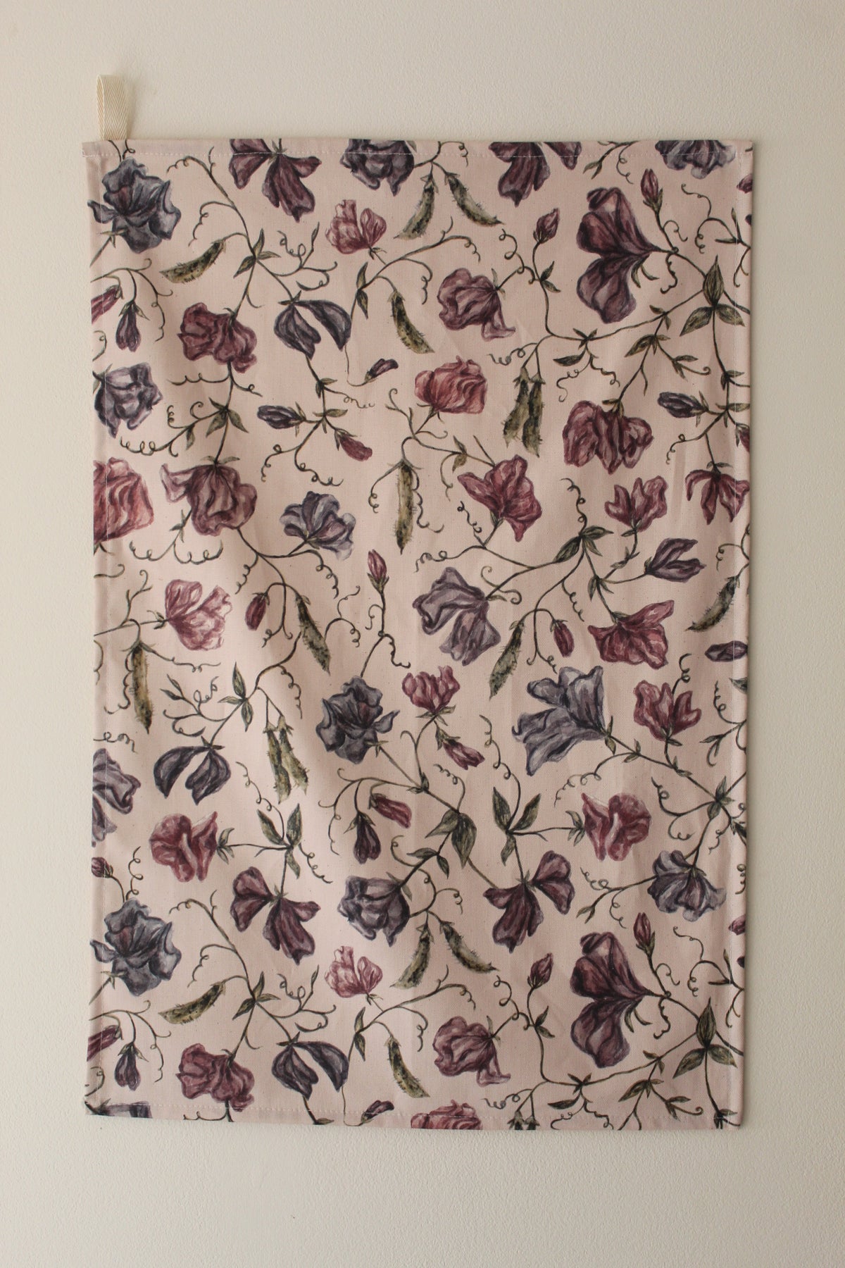 Sweet pea print tea towel