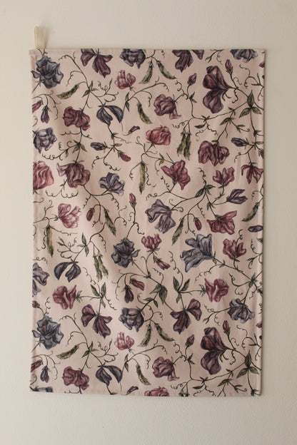 Sweet pea print tea towel