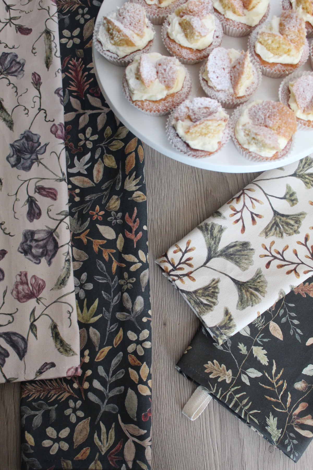 Woodland stripe print tea towel