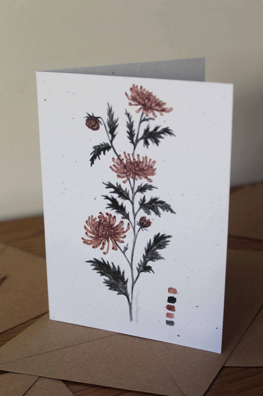 chrysanthemum greeting card - November birth flower