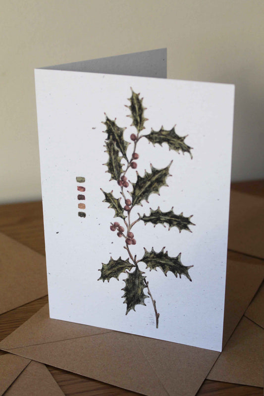 Holly greeting card - December birth flower