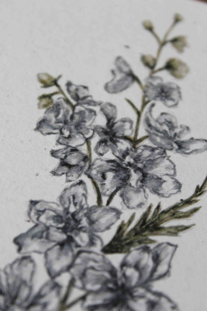 Larkspur greeting card -July birth flower