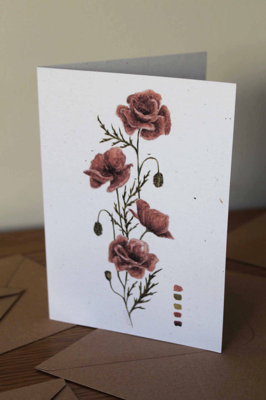 Poppy greeting card - August birth flower